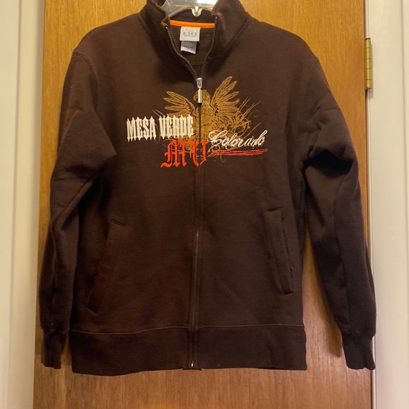 Brown Zip-front Sweatshirt from Mesa Verde, CO - Picture 1 of 5